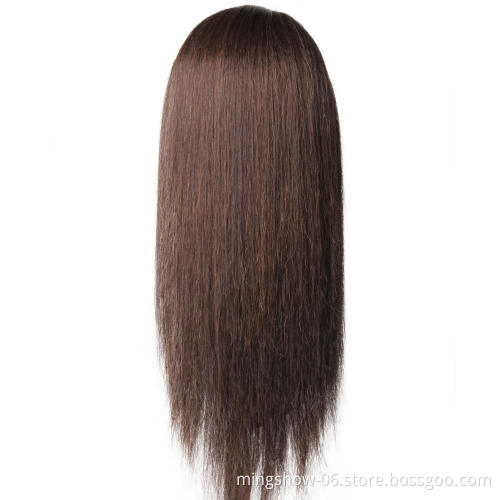 100% Real Natural Hair Training Mannequin Head Professional Hairstyle Practice Wig Head Women Brown